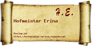 Hofmeister Erina névjegykártya